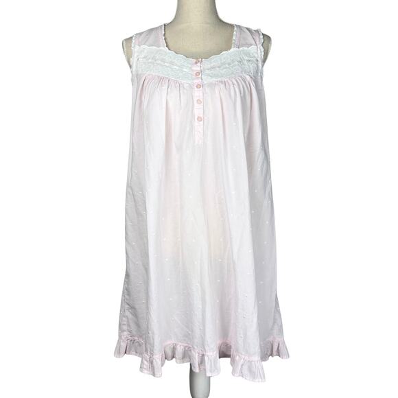 Charter Club Pink Eyelet Lace Cotton Nightgown Cottagecore Fairycore Coquette - Picture 1 of 8